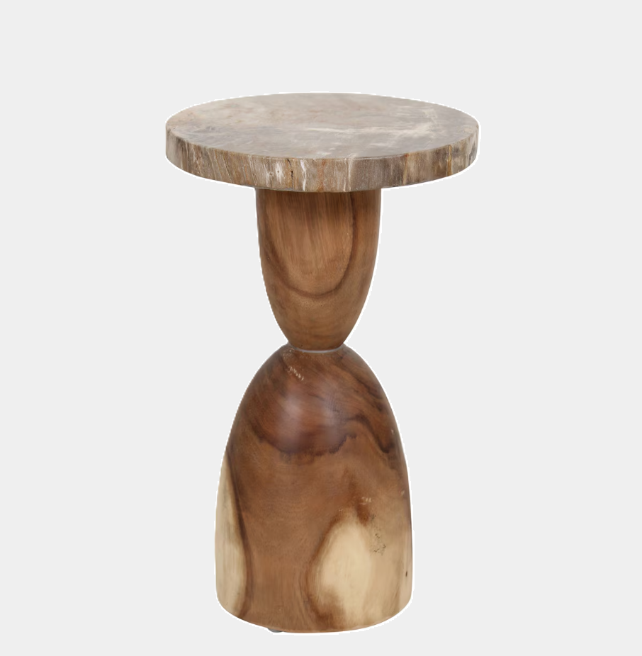 Petrified Wood Top Organic Oval Accent Table - 13 Hub Lane   |  Accent Tables
