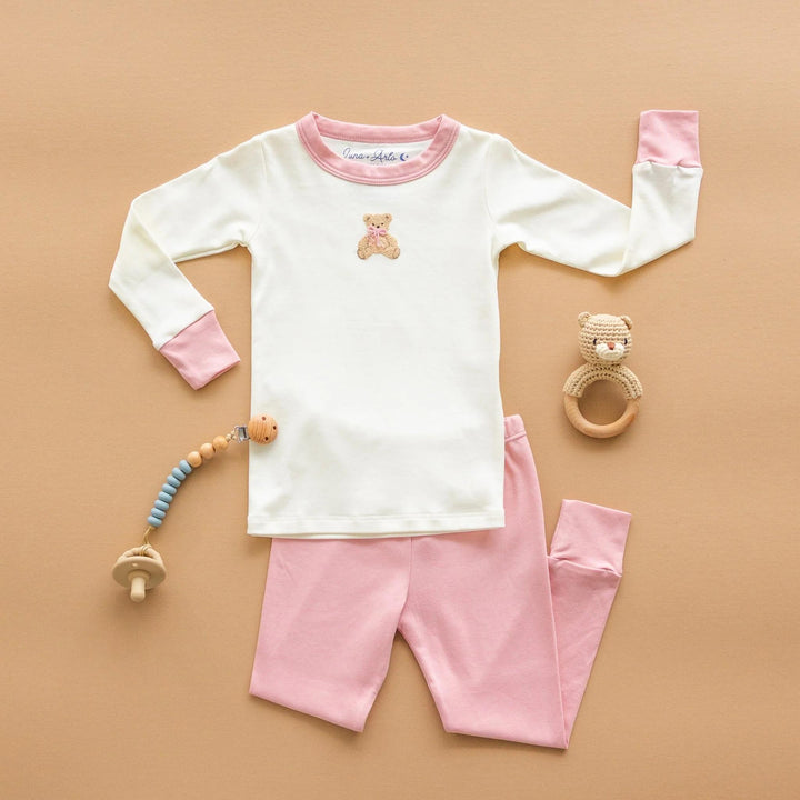 Bear Hugs Long Pajamas, Dusty Rose