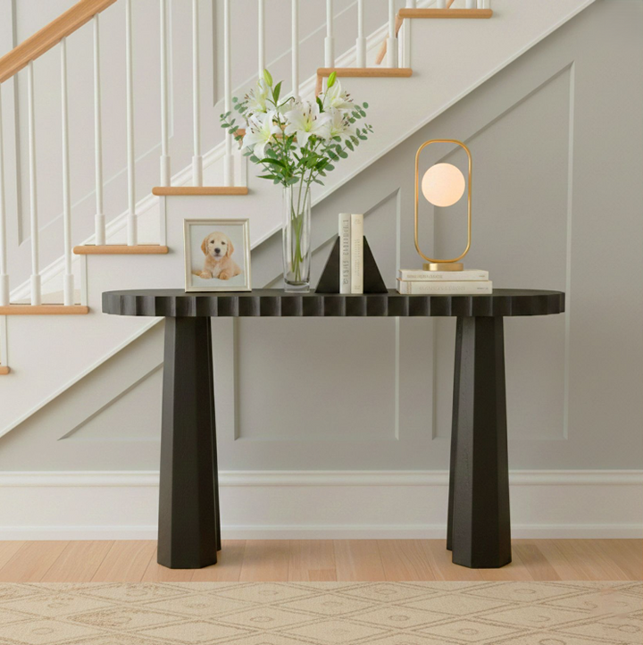 54" Luzia Metallic Marble Console Table