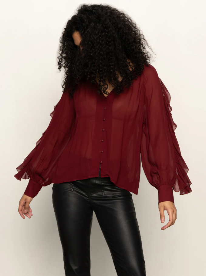 Harmony Blouse, Crimson - 13 Hub Lane   |  Sheer Blouses