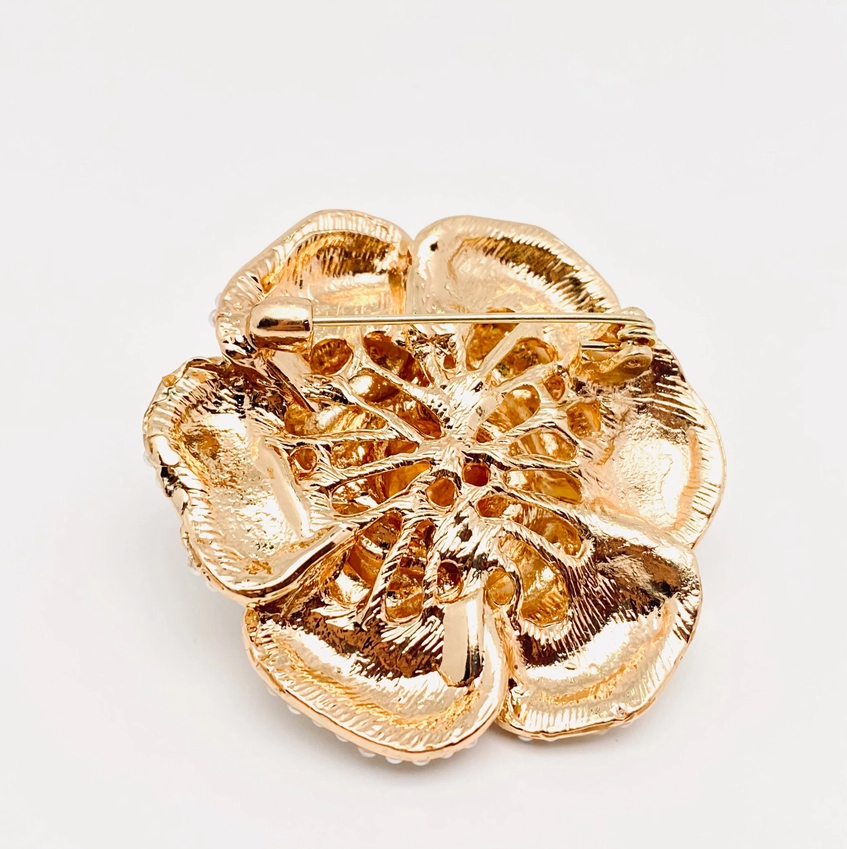 Camelia Pearl Enamel Brooch - 13 Hub Lane   |  Brooches