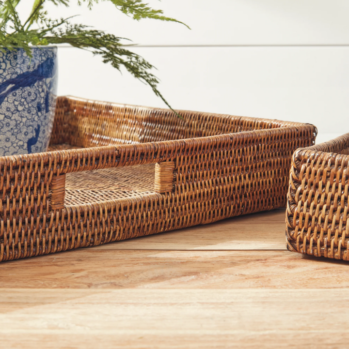 Burma Rattan Ottoman Serving Tray