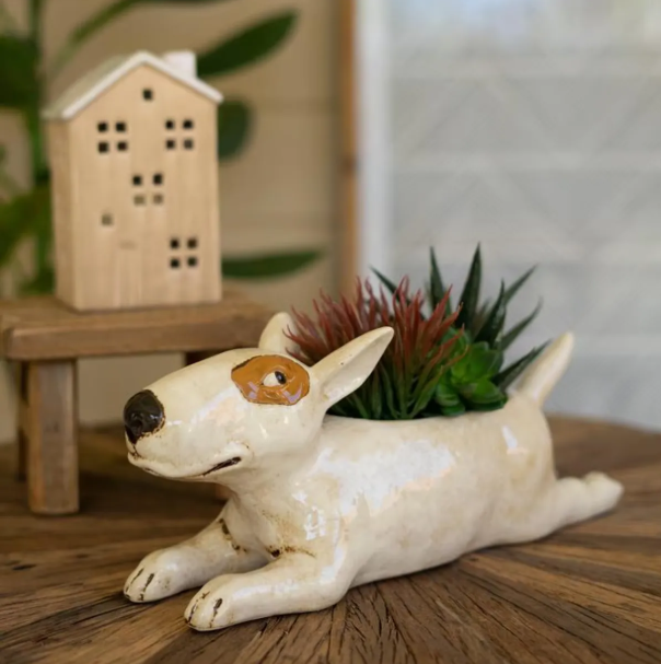 Ceramic Bull Terrier Planter