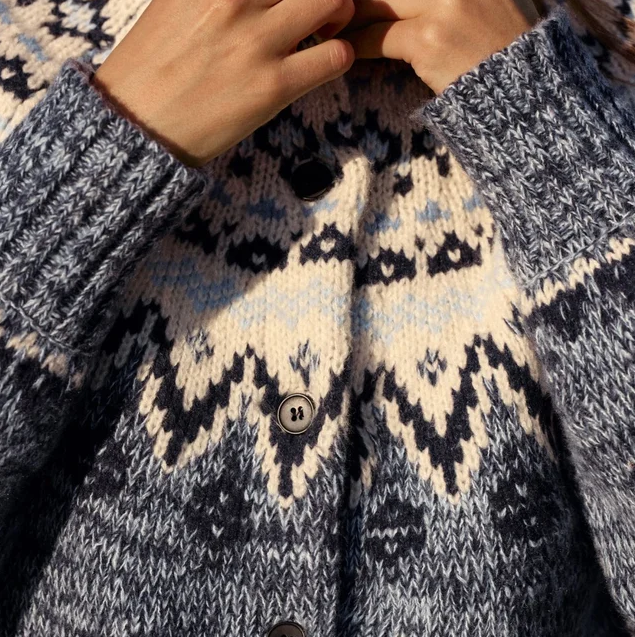 North Sea Fairisle Cardigan, Blue Velvet Heather - 13 Hub Lane   |  Cardigans