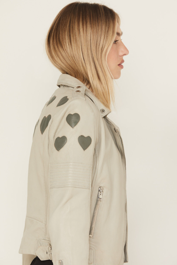 Reo Heart Moto Jacket, Off-White - 13 Hub Lane   |  Leather Jackets