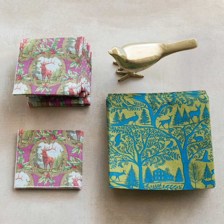 'Deer & Holly' Cocktail Napkins