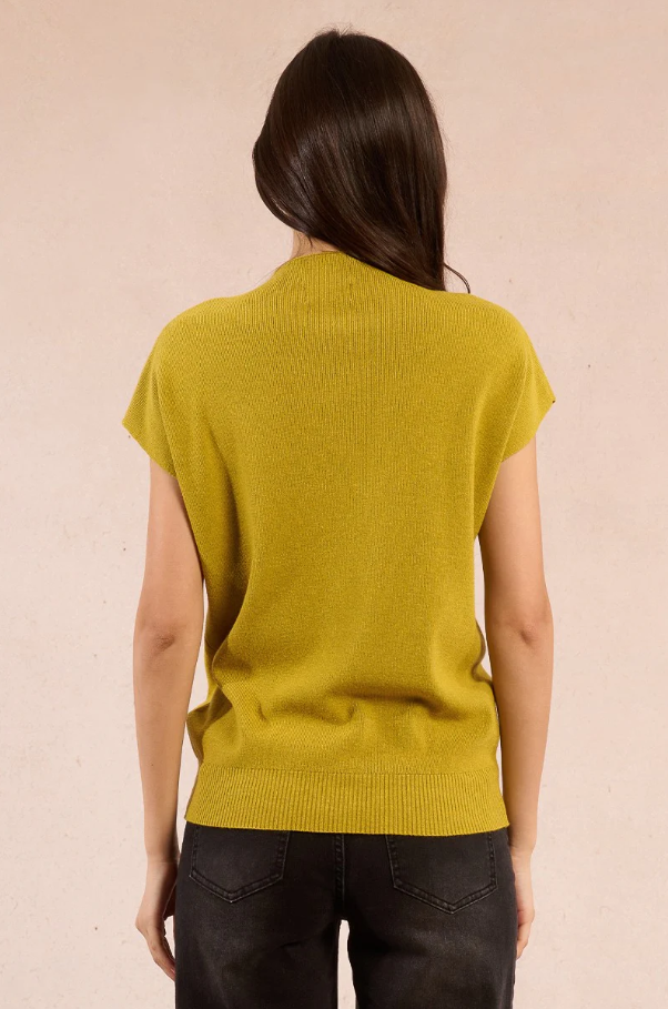 Cap Sleeve Knit Sweater, Lime Green - 13 Hub Lane   |  Mock Neck Sweaters