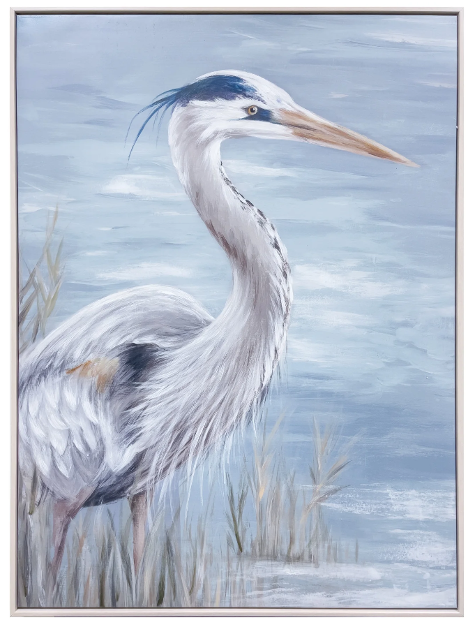 Blue Water Heron Canvas Art