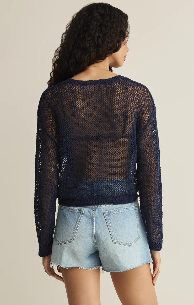 Open Terrain Crochet Sweater, Twilight Blue