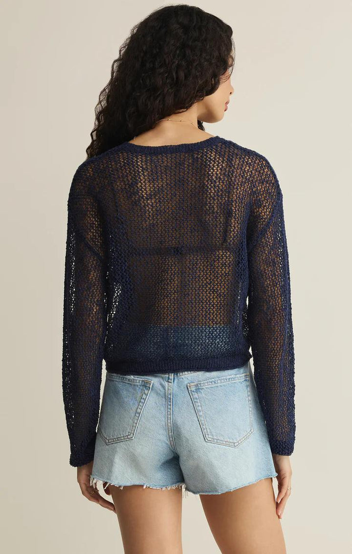 Open Terrain Crochet Sweater, Twilight Blue