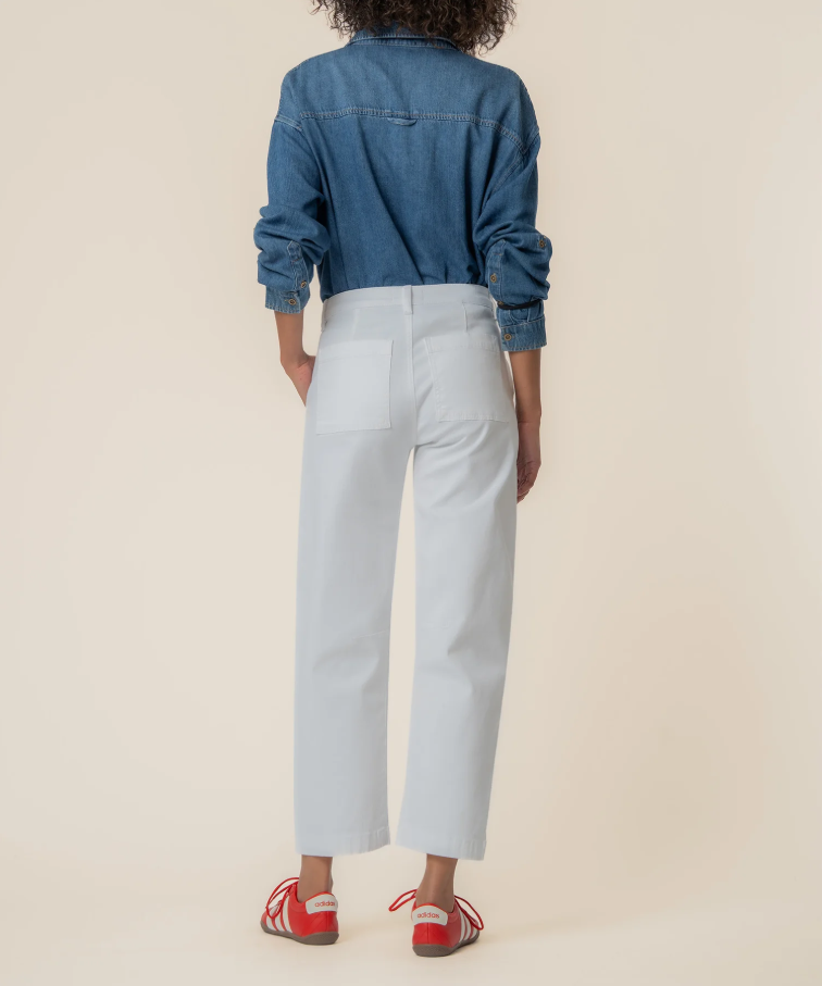 Kut From the Kloth Ashton High Rise Wide Leg Barrel,Optic White
