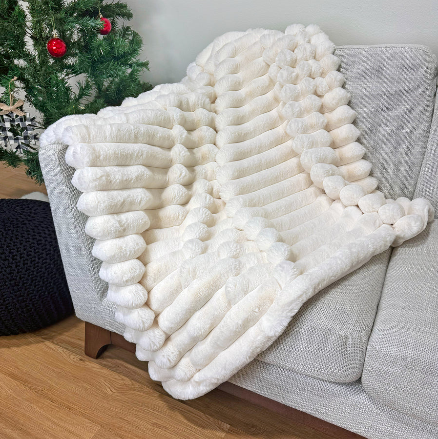 Puffy Faux Fur Throw, White