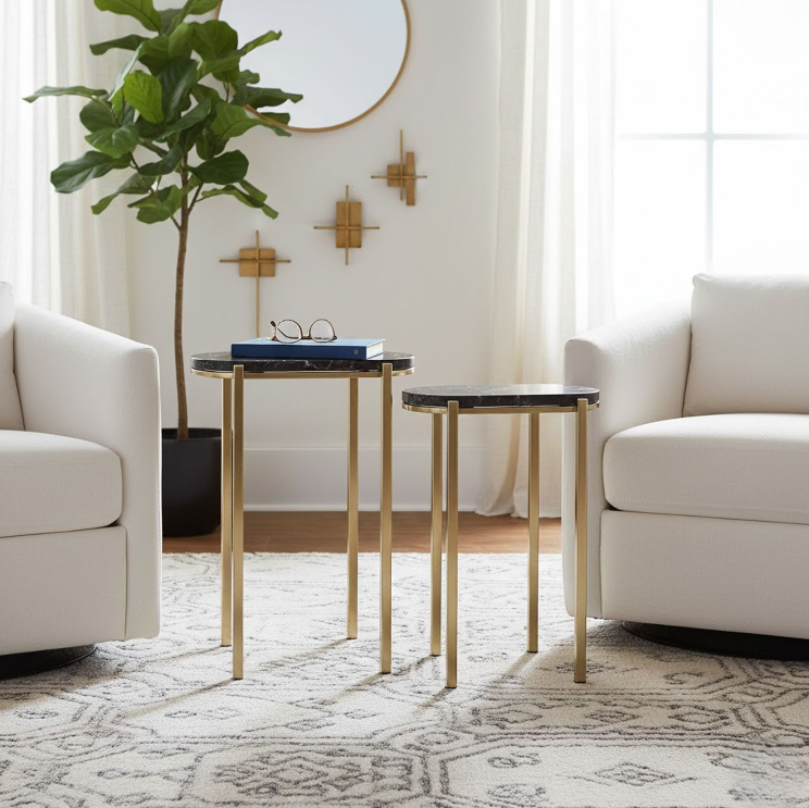 Dewey Black Quartz Nesting Tables