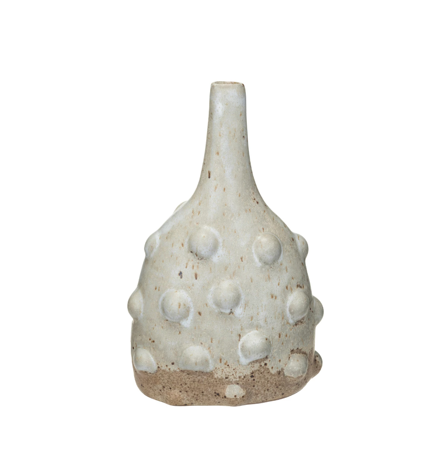 Stoneware Vase w/ Raised Dots, Reactive Glaze