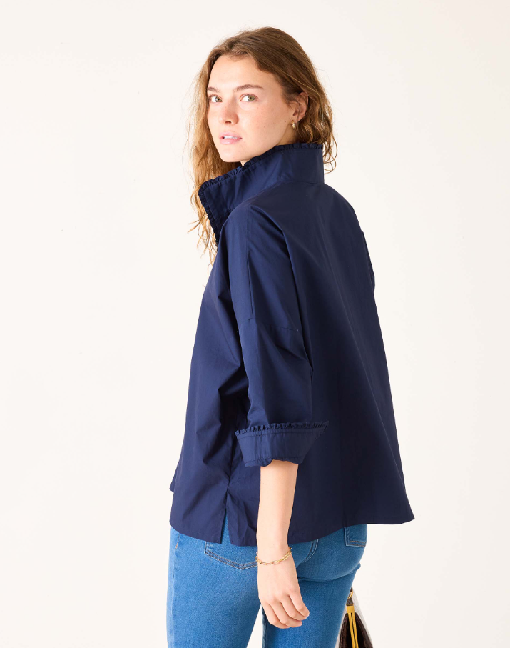Emerson Ruffle Top, Navy