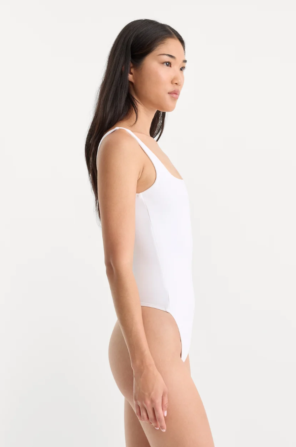 Sculpting Modern Tank Bodysuit, White