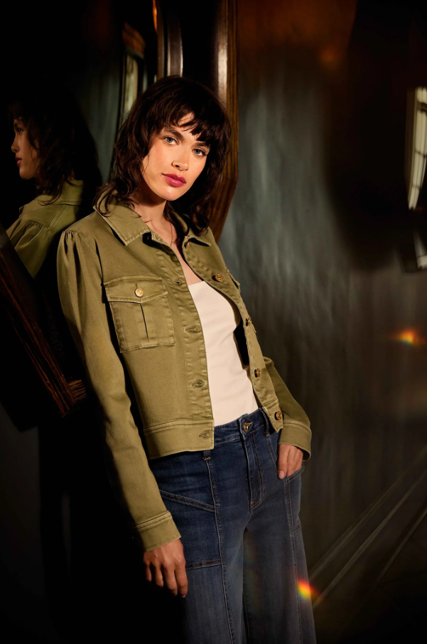 Kut From the Kloth Jocelyn Trucker Jacket, Sage - 13 Hub Lane   |  Trucker Jackets