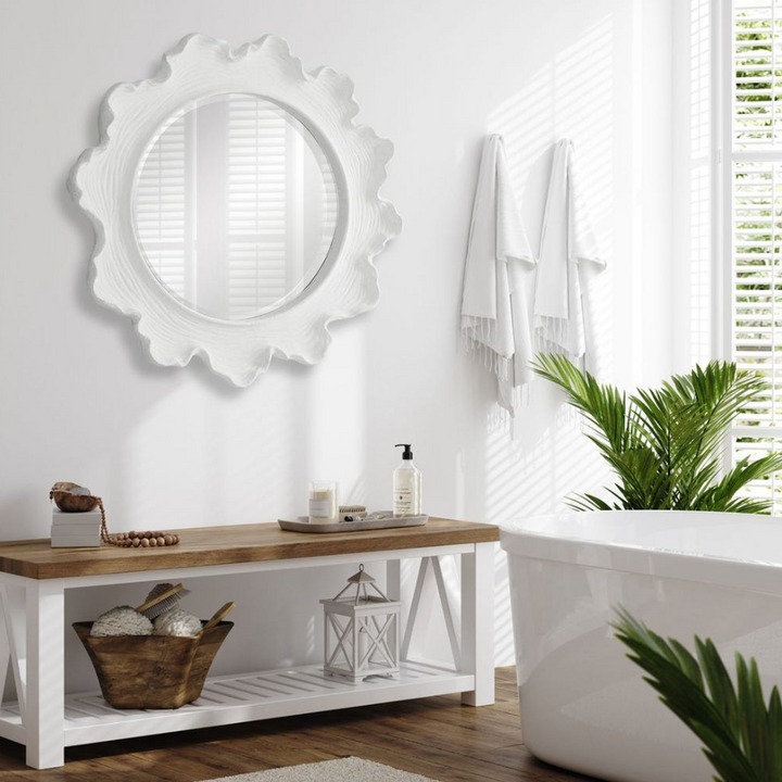 Sea Coral Round Mirror, White - 13 Hub Lane   |  