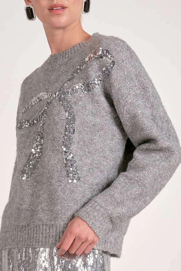 Silver Bow Sweater, Grey
