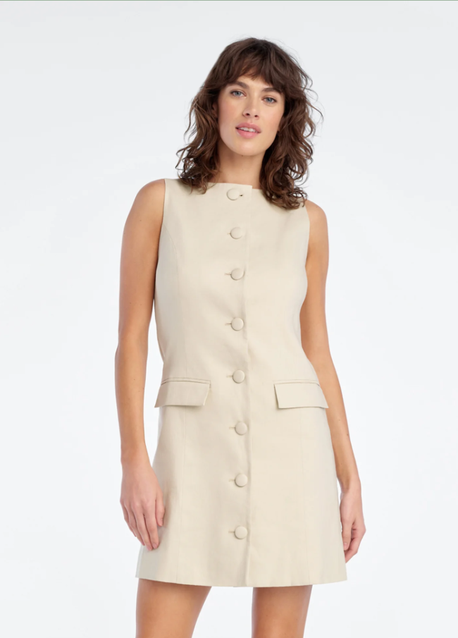 The Cece Linen Dress, Light Khaki
