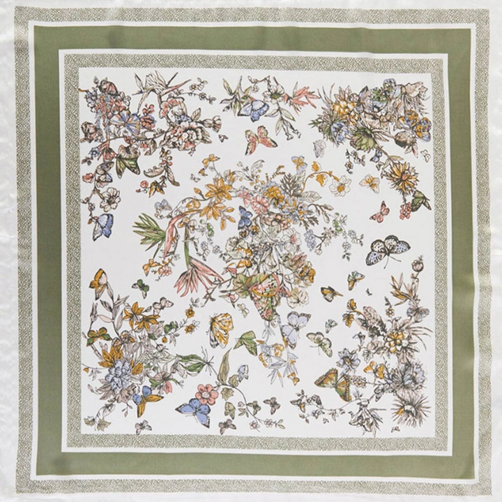 Chinoiserie Printed Satin Bandana Scarf