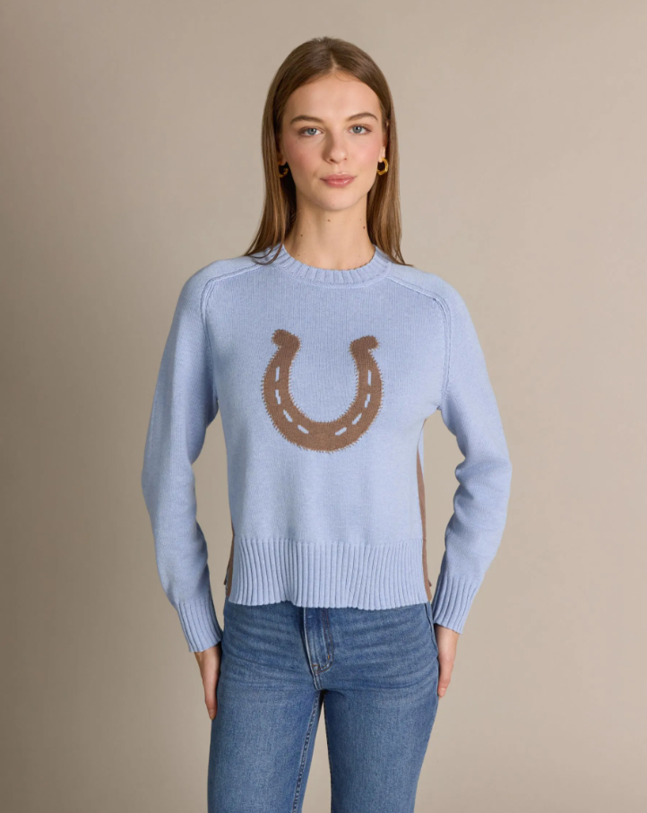 Cotton Cashmere Horseshoe Crew, Weekend Blue