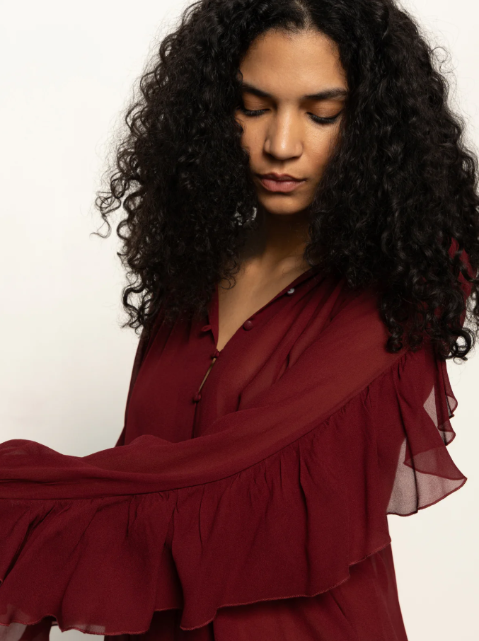 Harmony Blouse, Crimson - 13 Hub Lane   |  Sheer Blouses