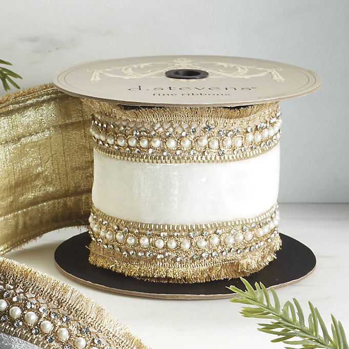 Pearl Fringe Flapper Velvet Ribbon