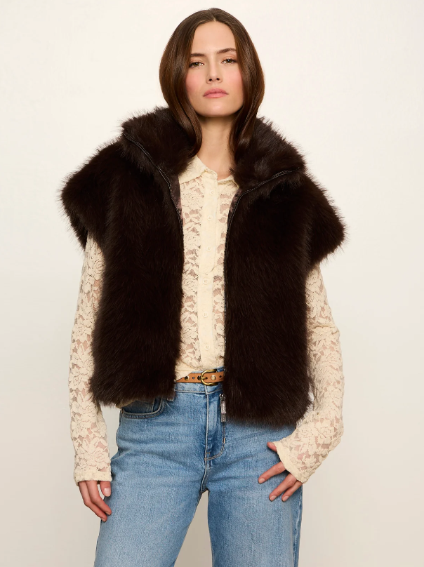 Silky Fur Vest, Espresso Martini