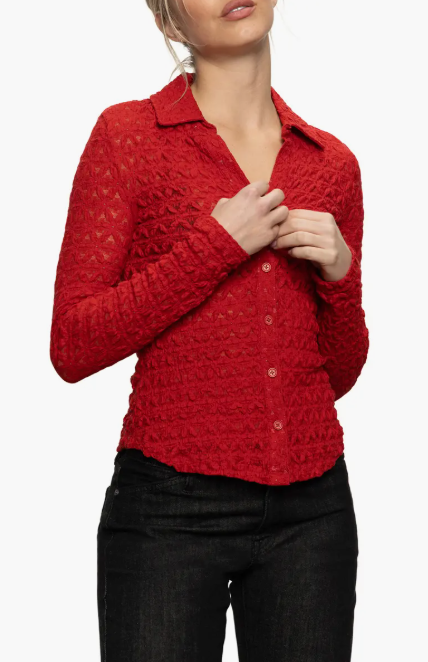 Dreamgirl Lace Button-Up, Red Energy - 13 Hub Lane   |  Button-Ups