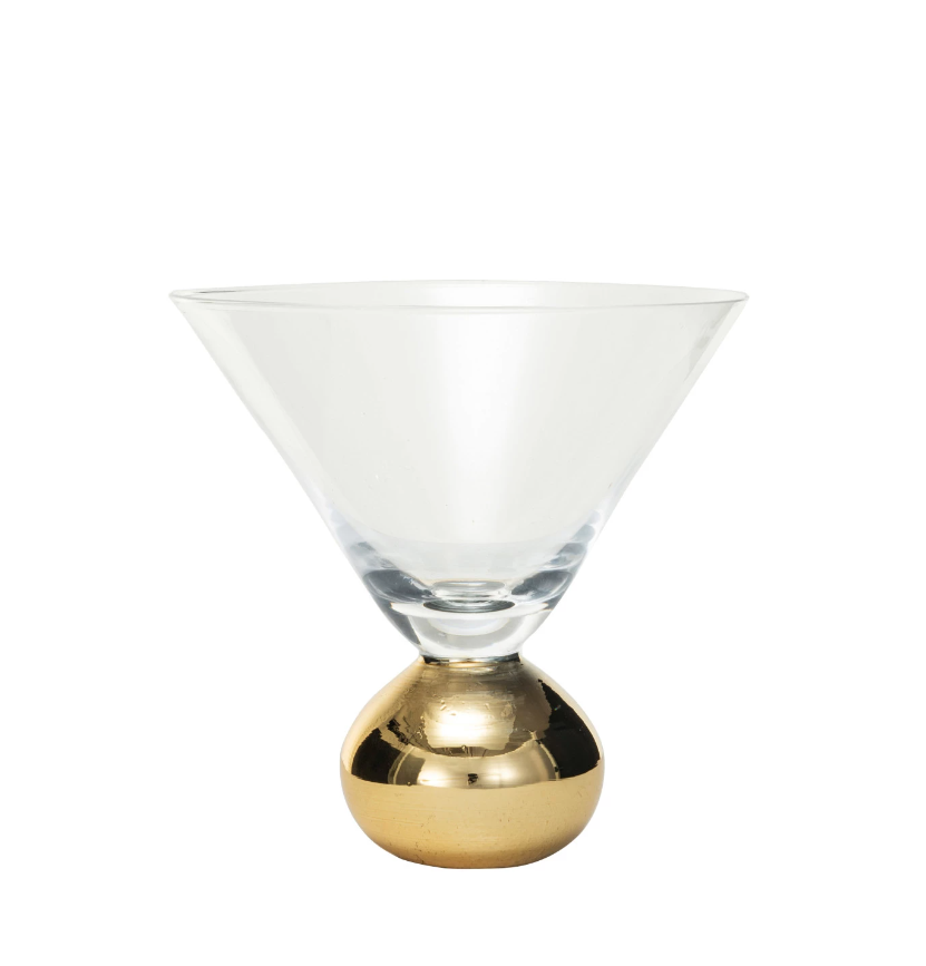 Martini Glass w/ Gold Electroplated Ball Stem