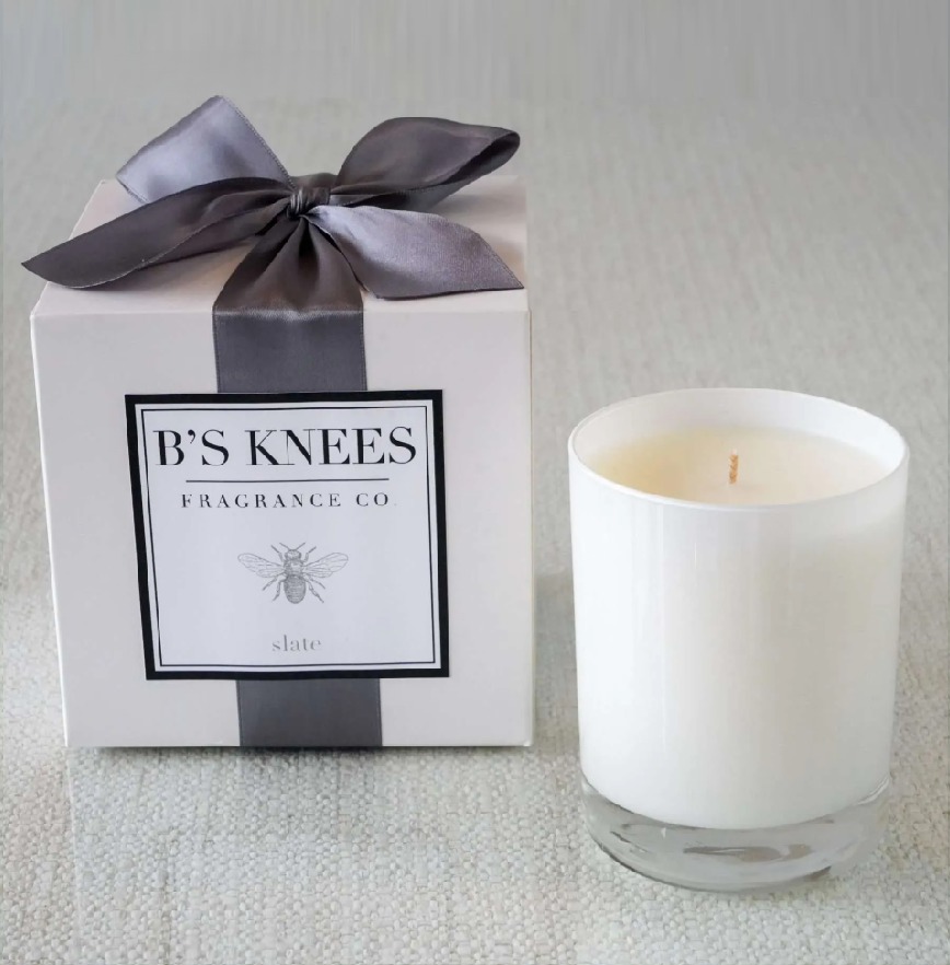B's Knees 1-Wick White Glass Candle