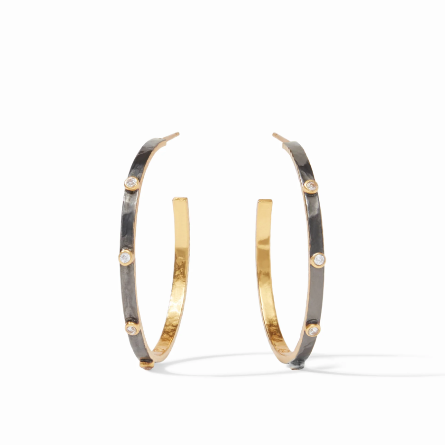 Julie Vos Crescent Stone Hoops - 13 Hub Lane   |  Earrings