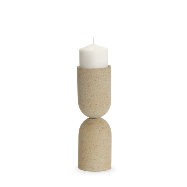 Qamra Textured Pillar Candleholder - 13 Hub Lane   |  Metal Candle Holders