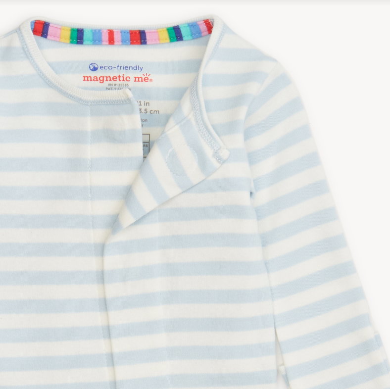 blue stripe organic cotton footie - 13 Hub Lane   |  Footies