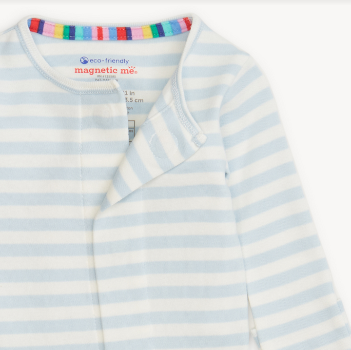 blue stripe organic cotton footie - 13 Hub Lane   |  Footies
