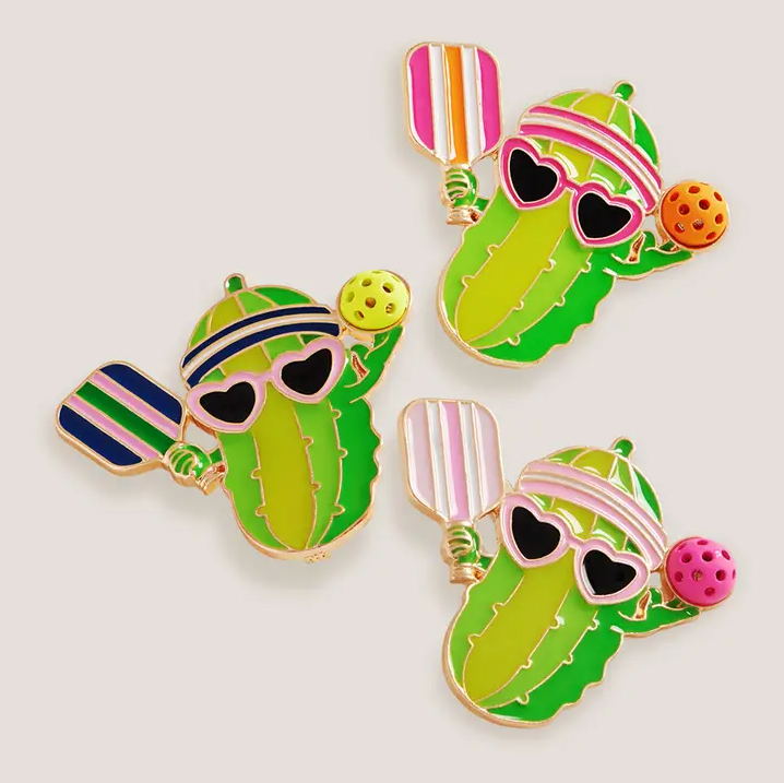 Enamel Pickleball Pickle Brooch - 13 Hub Lane   |  