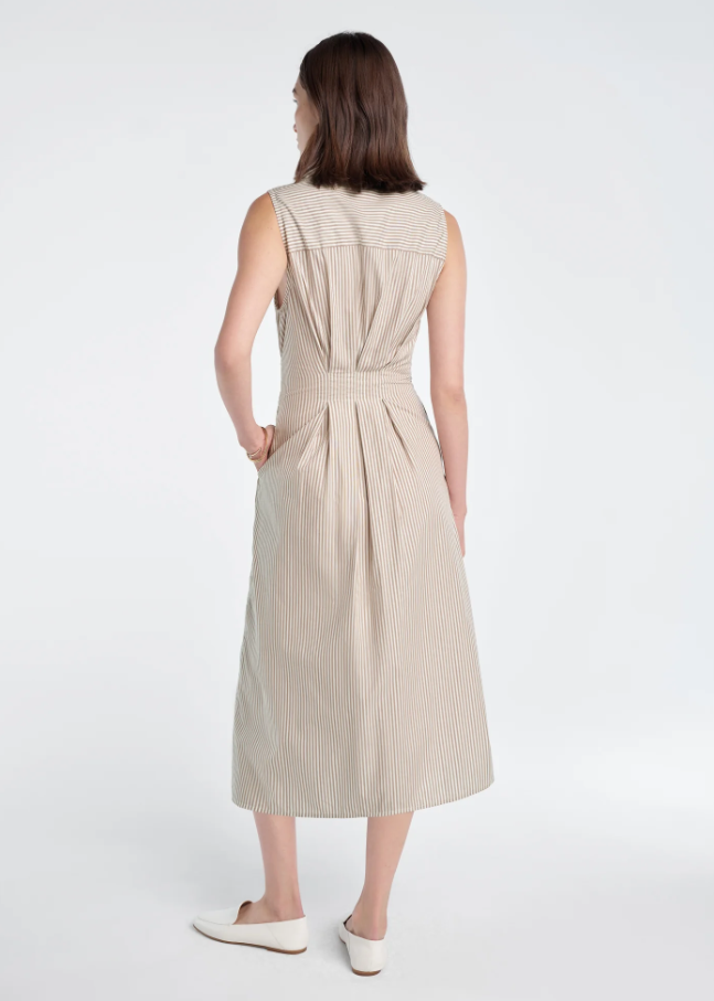 The Good Behavior Dress, Soft Taupe Stripe