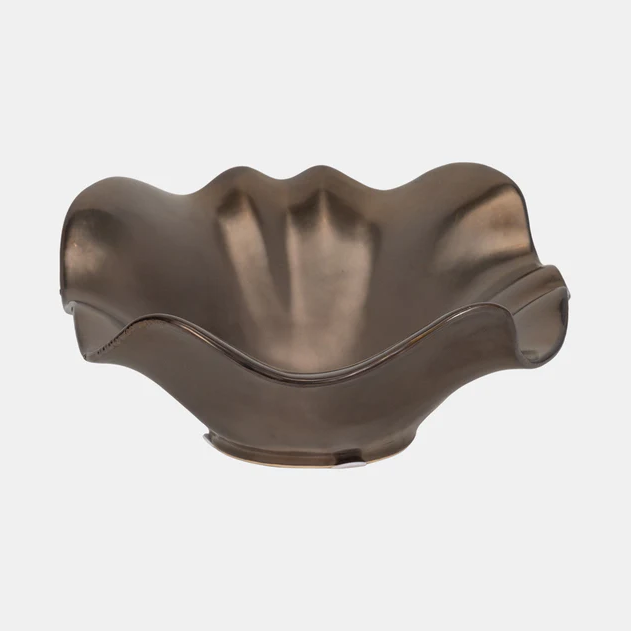 Bronze Metal Ruffled Edge Bowl