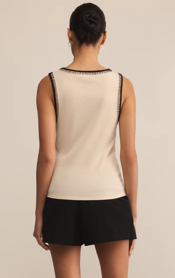 Social Whipstitch Tank, Crystal - 13 Hub Lane   |  Crewneck Tanks