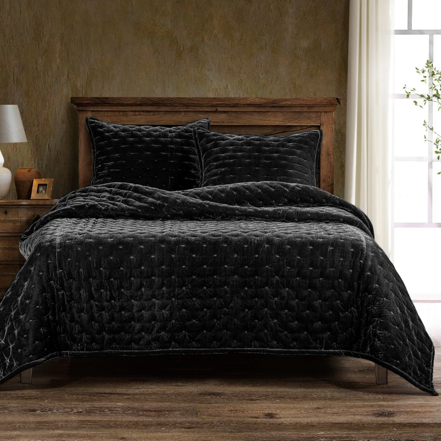 Stella Faux Silk Velvet, Black - 13 Hub Lane   |  