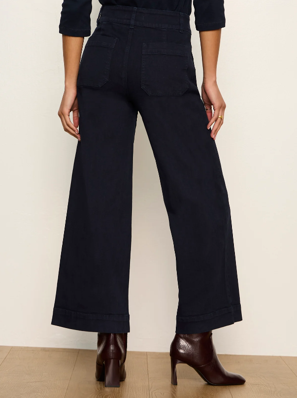 Chelsea Wide Leg Crop Jeans, Navy Blazer