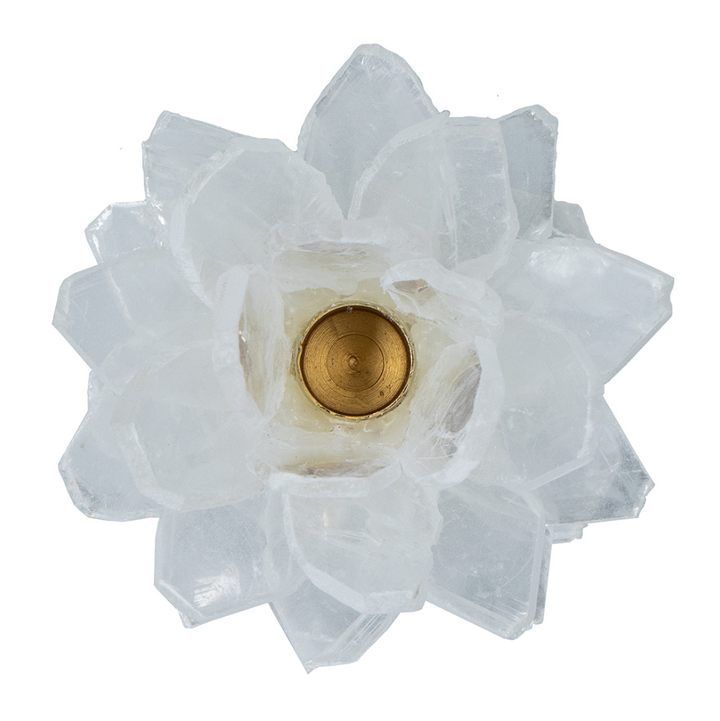 Selenite Stone Flower Candle Holder - 13 Hub Lane   |  