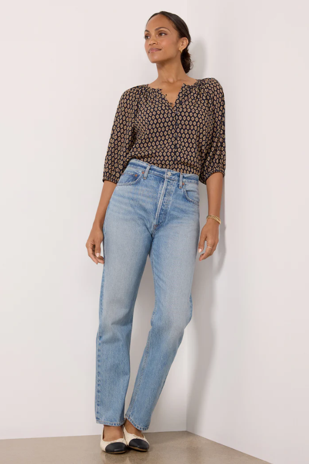 Blouson Soft Blouse, Windchime - 13 Hub Lane   |  Split Neck Tops