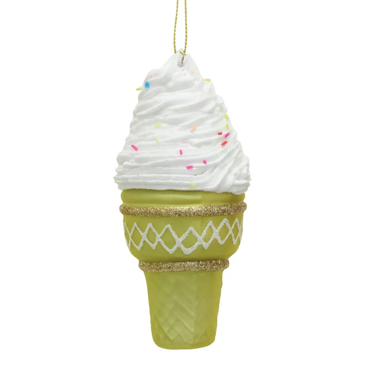 Ice Cream Cone Glass Ornament