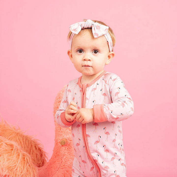 Fancy Flamingos Pink Bamboo Baby Pajamas Convertible