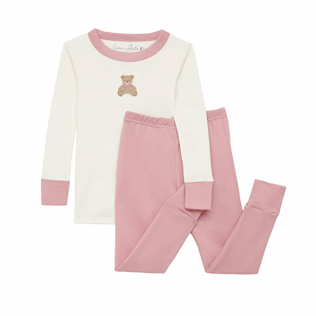 Bear Hugs Long Pajamas, Dusty Rose