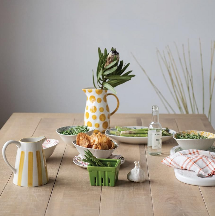 Stoneware Pitcher, Yellow & White - 13 Hub Lane   |  Pitchers