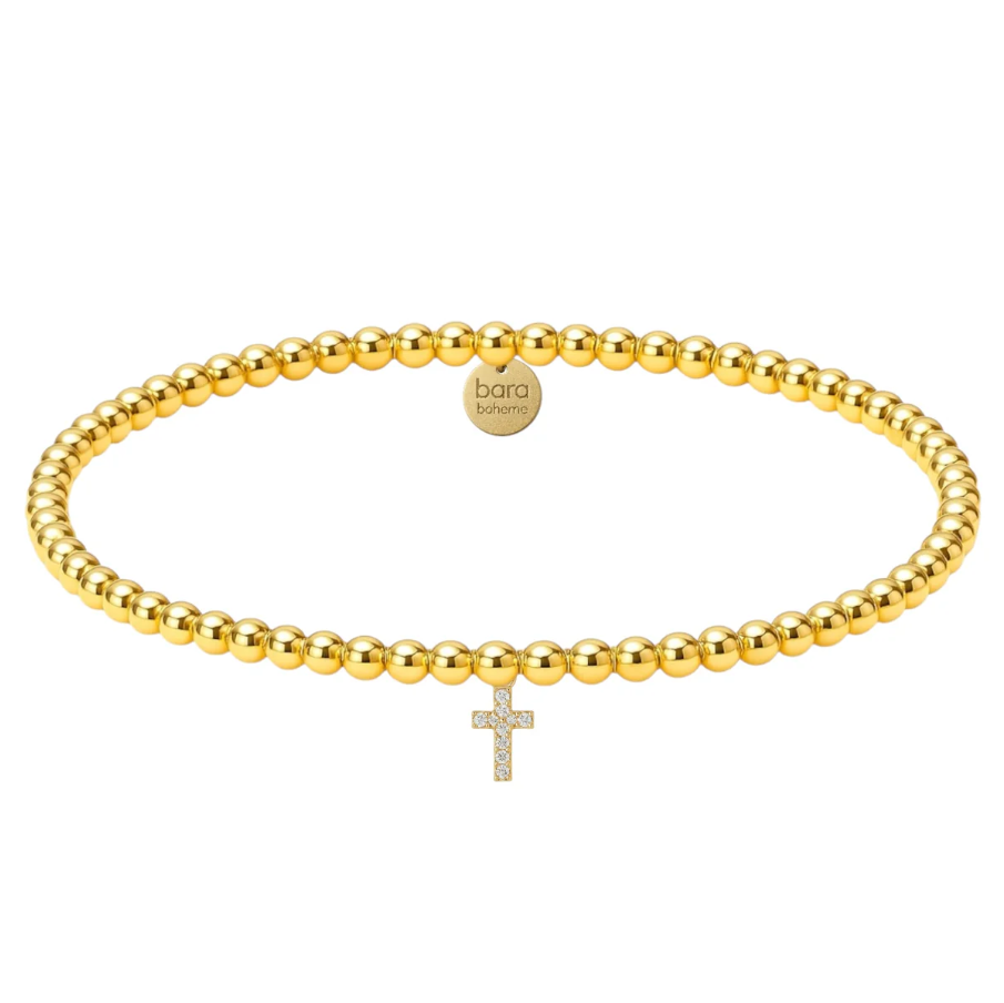 bara boheme faith cross charm gold beaded bracelet - 13 Hub Lane   |  