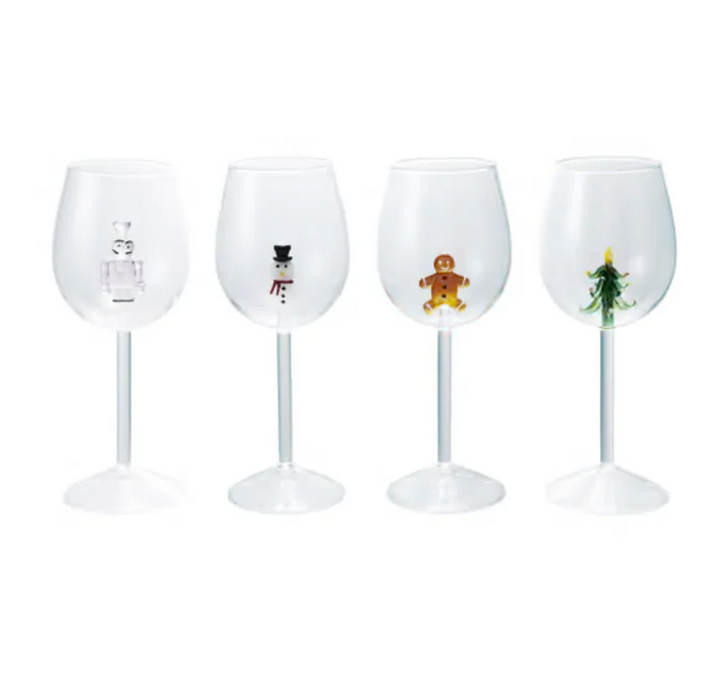 16oz. Holiday Figure Stemmed Wine Glass - 13 Hub Lane   |  Wine Glasses